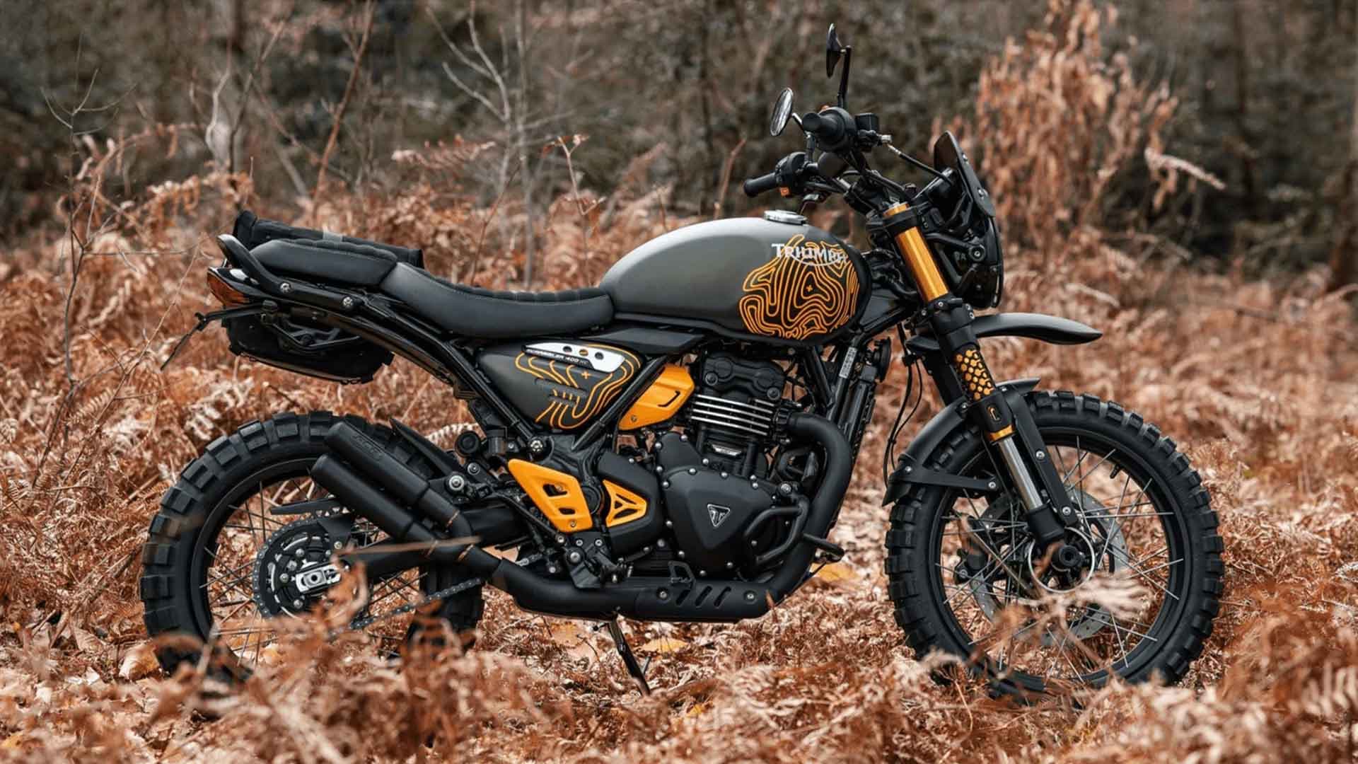 FCR Original ដំឡើងម៉ូតូ Custom ម៉ូដែល Triumph Scrambler 400 "Escape"